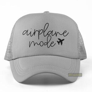 🆕Airplane Mode Foam Trucker Hat Mesh Snapback Cap Gray